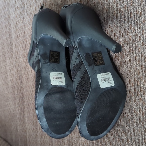 LANE BRYANT BLACK MESH 4" HEEL OPEN TOE SHOES SZ 9W - Picture 6 of 6